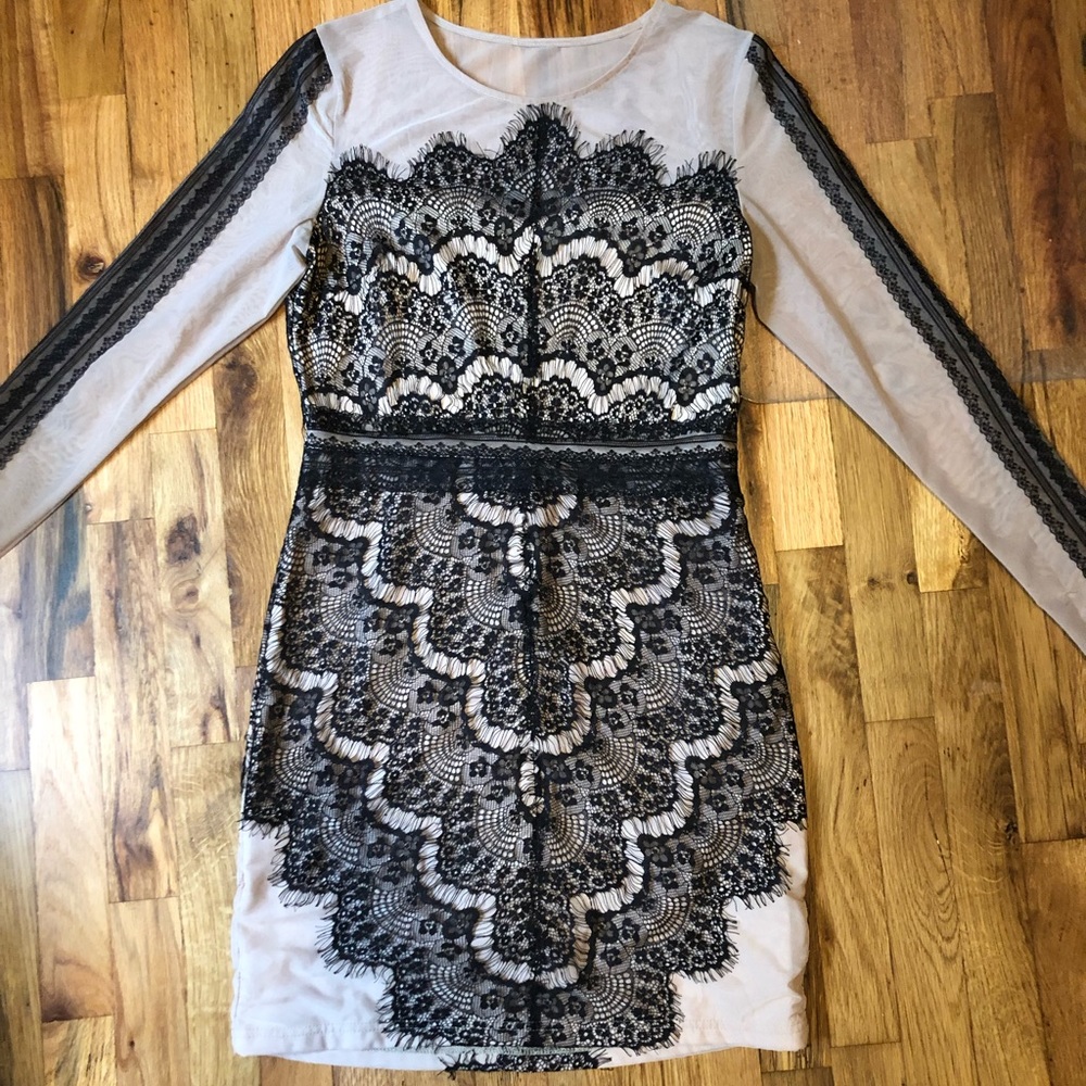 Black Lace Overlay Mini Dress
